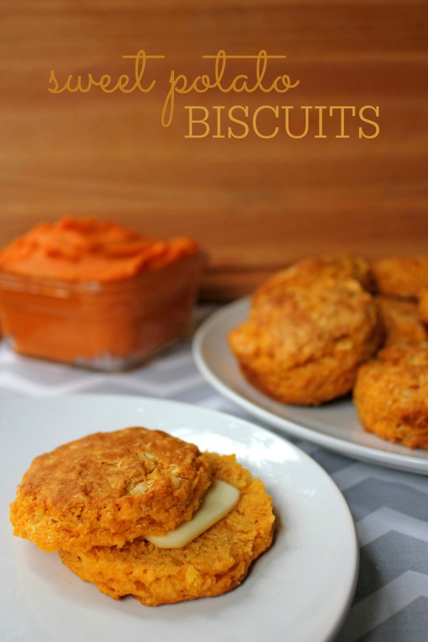 Sweet Potato Biscuits using homemade sweet potato puree -- A delicious autumn twist on the humble biscuit!