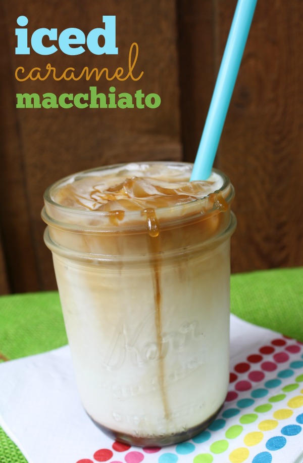 How to make an Iced Caramel Macciato from home: Just a handful of ingredients, costing right around $1 per drink!