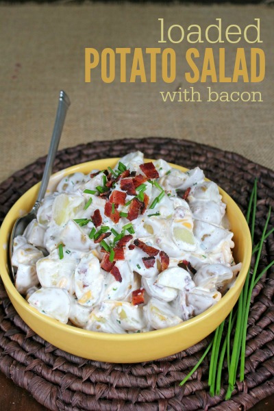 Loaded Potato Salad with Bacon recipe -- Perfect picnic, potluck, or side dish! Also includes how to cook potatoes perfect every time!