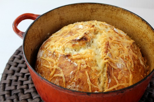 No Knead Four Cheese Bread Variation
