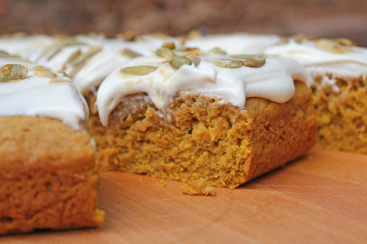 Pumpkin Cake with Maple Cream Cheese Frosting 
