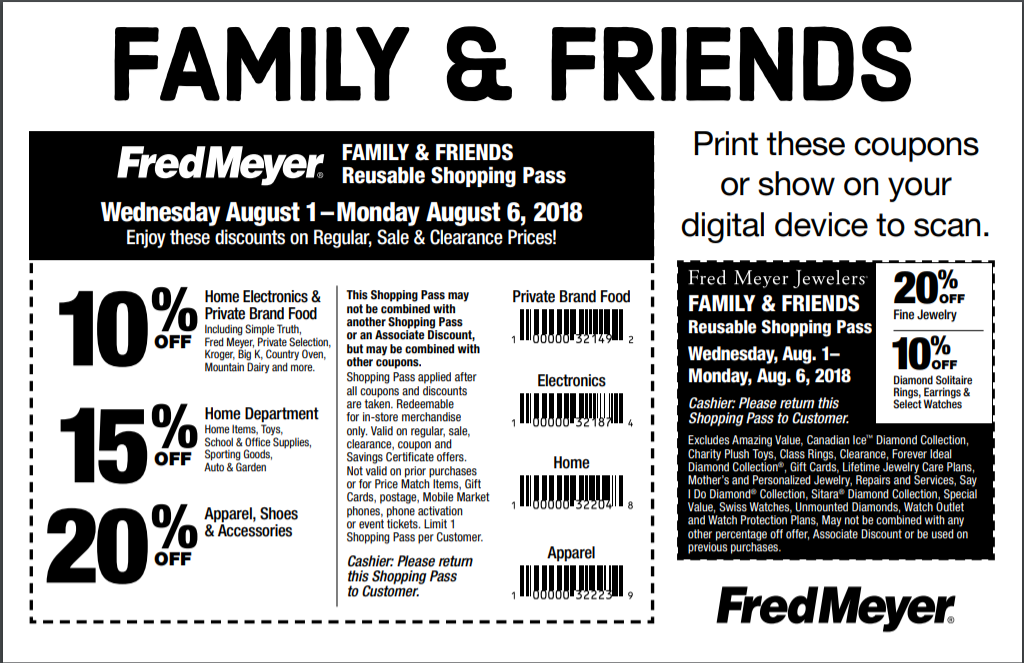 Fred Meyer Friends \u0026 Family Pass coupon 