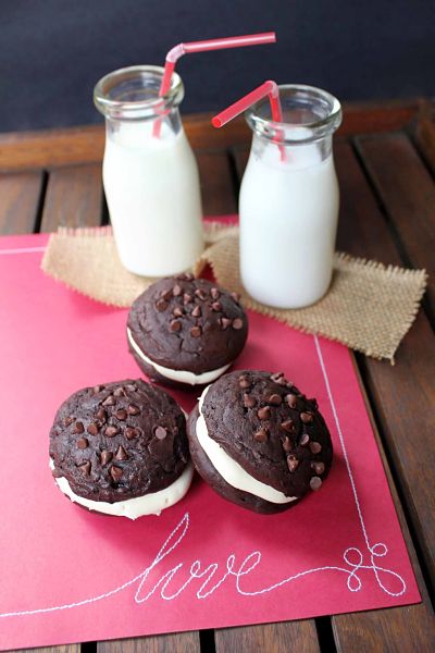 Classic Chocolate Whoopie Pies with milk