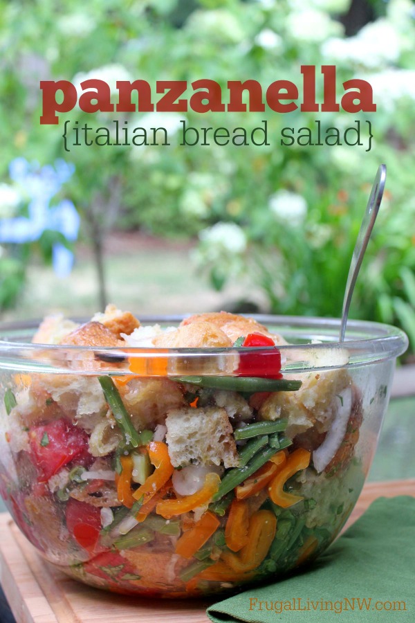 Panzanella Bread Salad recipe -- The perfect way to enjoy fresh produce and delicious artisan bread. Comes together in minutes!