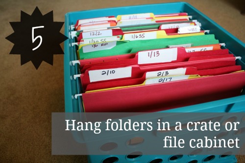 Hang folders in a crate
