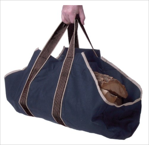 Canvas wood tote firewood carrier