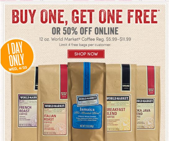 world-market-buy-one-get-one-free-coffee-sale
