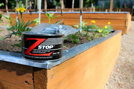 Using zinc strips as a non-toxic slug barrier