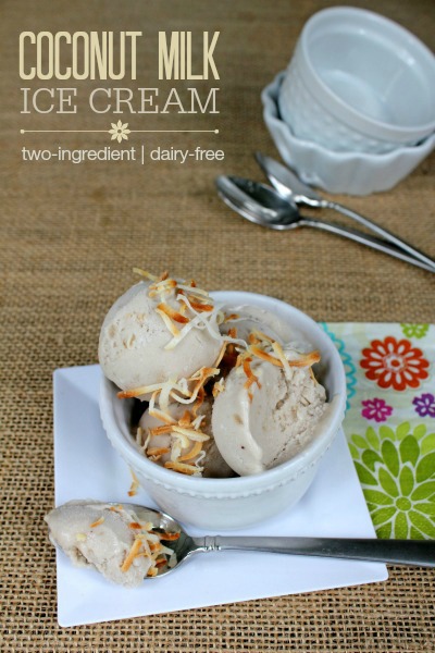 Coconut Milk Ice Cream -- This 2-ingredient dessert might be the easiest dairy-free ice cream recipe EVER! Dairy-free, gluten-free, and Paleo-friendly!