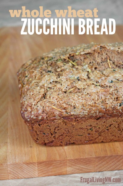 Whole Wheat Zucchini Bread recipe -- Low sugar, moist quick bread recipe. An easy and delicious way to use fresh or frozen zucchini!