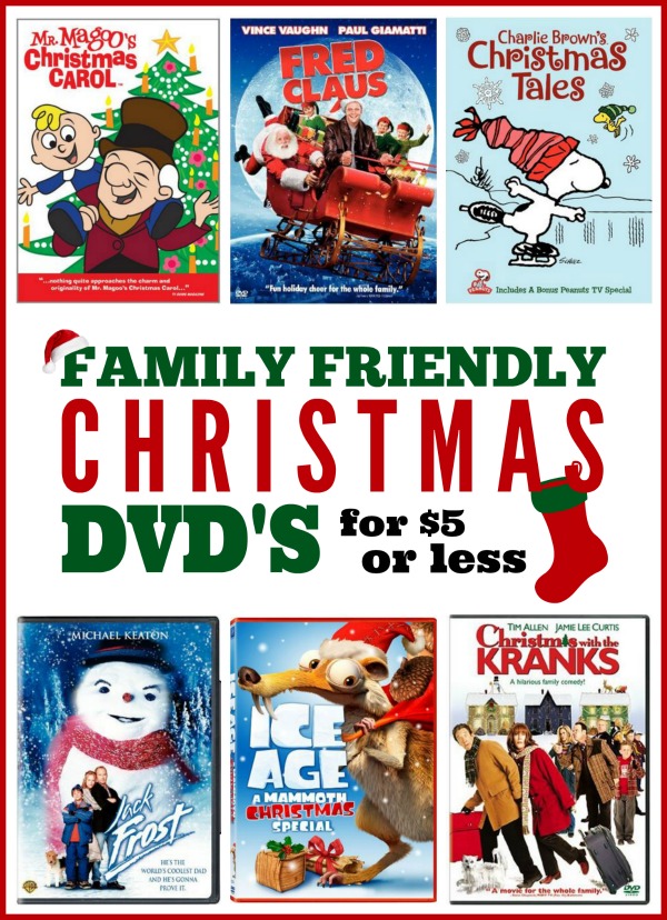 Family-Friendly Christmas DVDs priced at $5 or less -- perfect way to build your Christmas movie selection. This list is regularly updated.