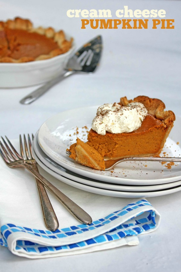 Cream Cheese Pumpkin Pie -- An ultra-creamy, easy-to-make pumpkin pie. Perfect for an upcoming holiday dinner!