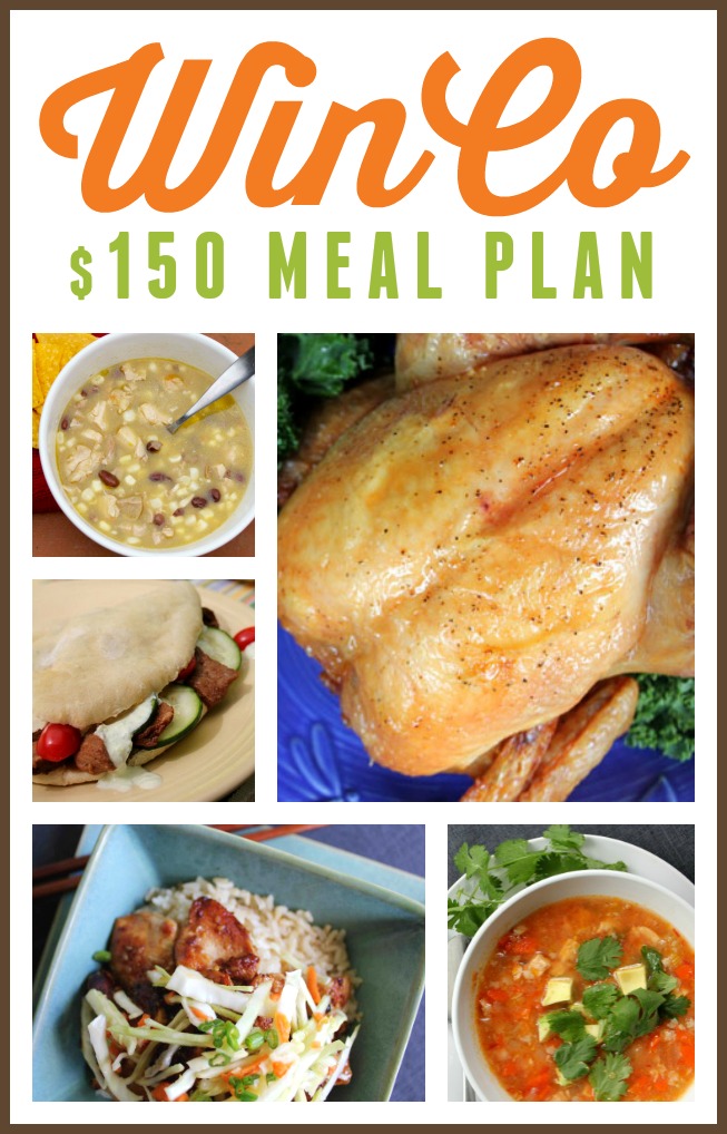 WinCo Meal Plan -- How about 15 dinners for under $150? This meal plan is simple and includes the shopping list, recipes, and instructions on how to execute. Recipes are delicious, filling, and feed 4-6 people!
