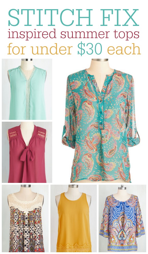 Do you love Stitch Fix but does your budget need a break? Here are 12 tops from ModCloth that you might find in a Stitch Fix box -- all priced at under $30! There are several plus-sized options!