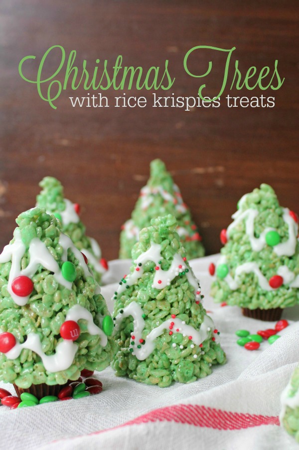 Rice Krispies Treat Christmas Trees -- The easiest 4-ingredient treat that your kids can make with you! 