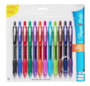 Paper Mate Profile Retractable Ballpoint Pens, 12-Pack, Assorted Colors