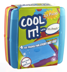 Set of 4 Fit & Fresh Cool Coolers Slim Lunch Ice Packs