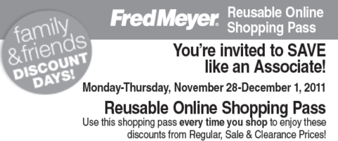 Fred Meyer Family Friends Shopping Pass Extra 20 Off